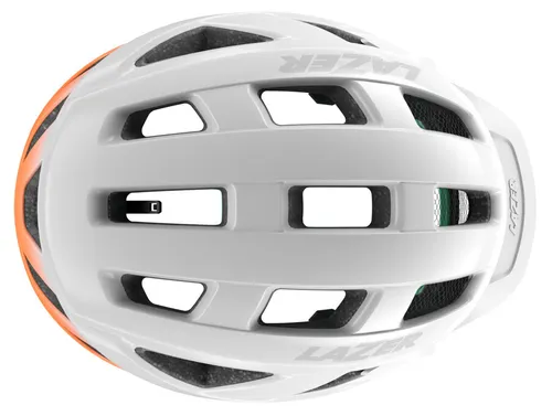 Kask rowerowy LAZER Cerro KinetiCore Biało-pomarańczowy MTB (rozmiar S)