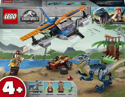 Конструктор Lego Jurassic World велоцираптор: на помощь биплану (75942)