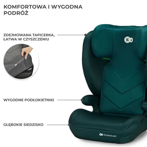 Fotelik samochodowy KINDERKRAFT I-Spark I-Size 2w1 100-150 cm (9-36 kg) Zielony