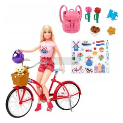 LALKA BARBIE PINK PASSPORT HOLANDIA lalka z rowerem + akcesoria HWJ00
