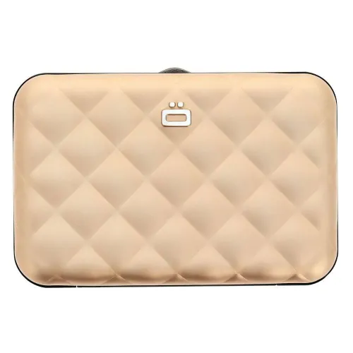 Aluminiowy portfel pikowany Ogon Design Quilted Button - rose gold