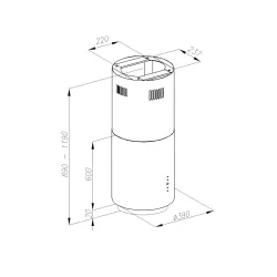 Okap VDB Cylindra W Czarny