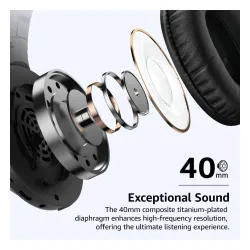 Słuchawki bezprzewodowe Tozo H100 Nauszne Bluetooth 5.4 Czarny