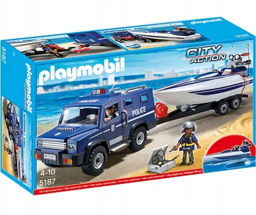 Playmobil 5187 полицейский внедорожник с моторной лодкой