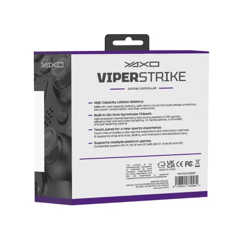 Pad Yaxo Viper Strike Techno Black do PC, PS4, PS3, Android, iOS Bezprzewodowy Czarny