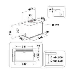 Okap Whirlpool WCT3 63F LTX Inox