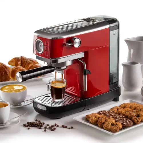 ARIETE Perfetto Slim Manometro Moderna 1381/33 1300 W czerwony - ekspres do kawy ciśnieniowy