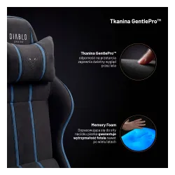 Fotel Diablo Chairs X-One 2.0 Small Night Blue Gamingowy do 90kg Tkanina Czarno-Niebieski
