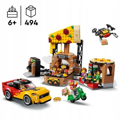 LEGO City 60496 Dostawa pizzy z pojazdami, zestaw klocków 6+