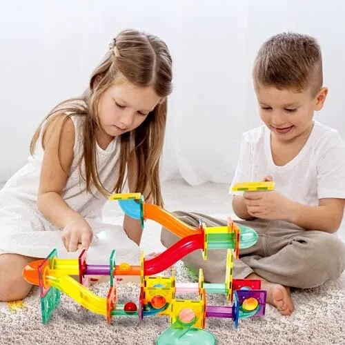 Klocki magnetyczne z torami kulkowymi dla dzieci zestaw edukacyjny