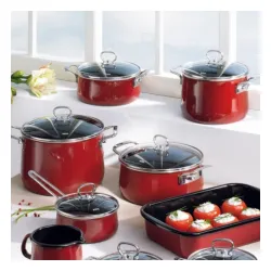 RIESS Nouvelle Rosso 6,5 l - garnek emaliowany z pokrywką