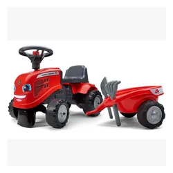 Falk Traktorek Baby Massey Ferguson Czerwony Z Przyczepką + Akc. Od 1-3 Lat