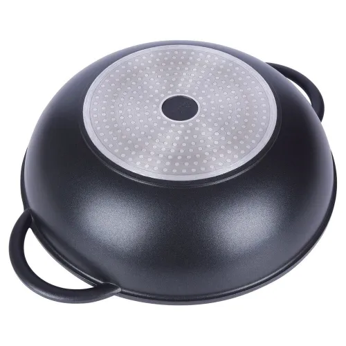 Patelnia wok granitowa ze szklaną pokrywką GRANDE 32 cm