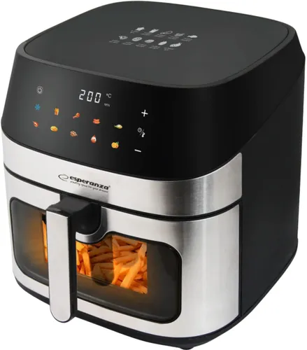 Air Fryer Frytkownica beztłuszczowa ESPERANZA Patate Al Forno 8l z 10 automatycznymi programami i okienkiem do obserwacji postępów gotowania