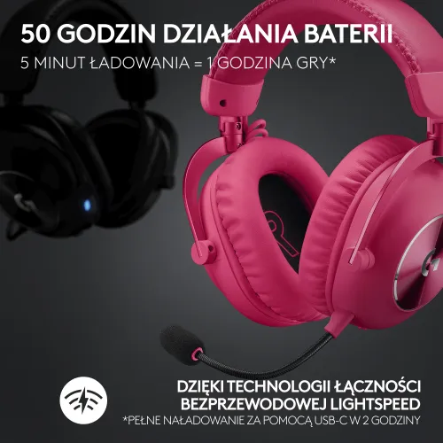 Беспроводные наушники с микрофоном Logitech G Pro X2 Lightspeed-magenta