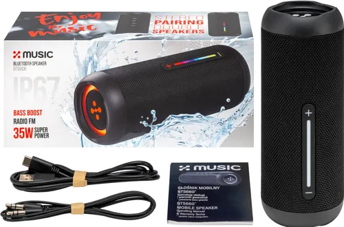 Głośnik mobilny XMUSIC BTS660 Bluetooth, Moc 35W, IP67, Bass Boost, Radio FM, MicroSD, Czarny