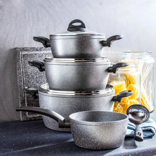 Garnek aluminiowy z pokrywką FLORINA LAVA GRAFITOWY 4,5 l