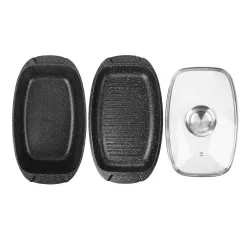 Brytfanna aluminiowa z pokrywką i patelnią grillową 5 l