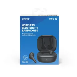 Słuchawki bezprzewodowe Savio TWS-12 Dokanałowe Bluetooth 5.3 Czarny