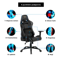 Fotel GAMVIS Phantom Large Pikowany Czarny (złote elementy)