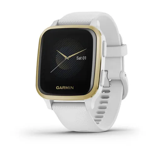 Smartwatch Garmin Venu Sq - Jasnozłota ramka z aluminium z białą kopertą i silikonowym paskiem (010-02427-11)