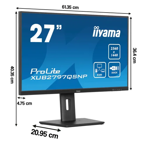 Monitor IIYAMA ProLite XUB2797QSNP-B1 27" 2560x1440px IPS 100Hz 1 ms [MPRT] + Norton Small Business