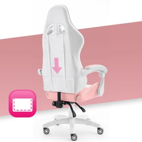 Fotel gamingowy HELL'S CHAIR Rainbow 2.0 Różowo-Biały