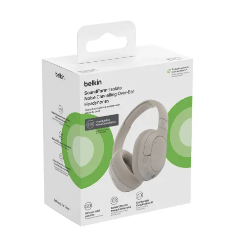 Słuchawki bezprzewodowe Belkin SoundForm Isolate Nauszne Bluetooth 5.4 Piaskowy