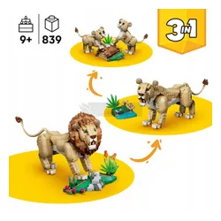 LEGO Creator 3w1 31386 Dzikie zwierzęta: Dumny lew, zestaw klocków 9+