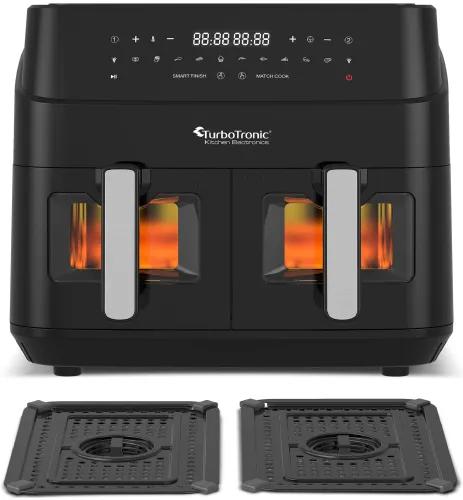 Air Fryer Frytkownica beztłuszczowa TURBOTRONIC TT-DAF6W Czarny 9l z podwójnym koszem
