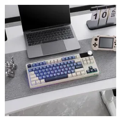 Klawiatura ROYAL KLUDGE RKS85 RGB Hot Swap Beige Switch Biało-niebieski