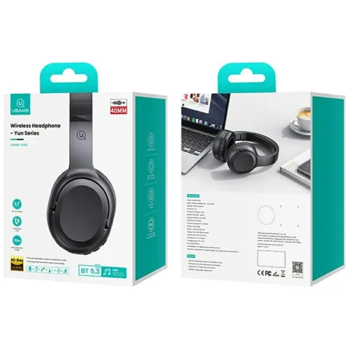 Słuchawki bezprzewodowe USAMS YG23 Yun Series Nauszne Bluetooth 5.3 Czarny
