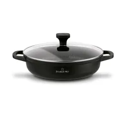 Patelnia na indukcję marmurowa z pokrywką krótkie uchwyty Starke Pro Ochre 28 cm