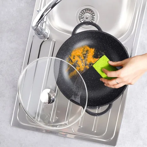 Patelnia wok granitowa ze szklaną pokrywką GRANDE 32 cm