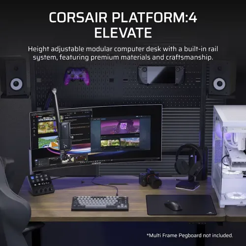 Biurko Corsair Platform:4 Elevate (z regulacją) 120cm Regulacja wysokości Drewno bejcowane na kolor ciemnoorzechowy