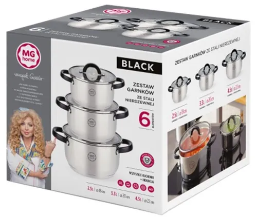 Zestaw garnków MG HOME Black (6 elementów)