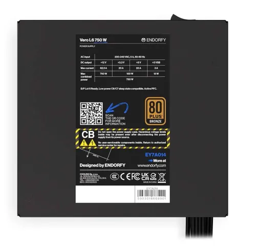 Zasilacz Endorfy Vero L6 750W 80+ Bronze Czarny