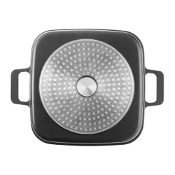 Garnek granitowy ze szklaną pokrywką patelnią grillową koszyczkiem GRANDE 2+4 l 4 el.