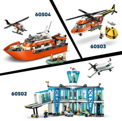 LEGO 60505 City Zestaw z samolotem, ciężarówką serwisową i poduszkowcem