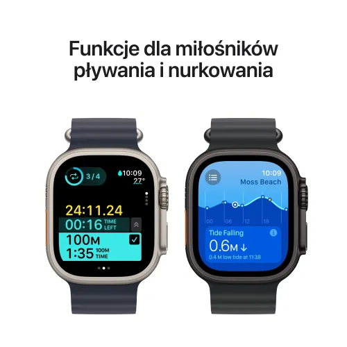 Apple Watch Ultra 2 GPS + Cellular 49mm koperta tytanowa (czarny) + bransoleta mediolańska z tytanu rozmiar L (czarny) (Stan Doskonały)