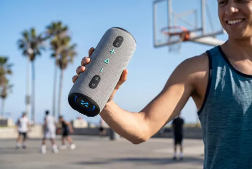 Głośnik mobilny XMUSIC BTS860 Bluetooth, Moc 40W, IP66, Akumulator 5000 mAh,  Radio FM, Szary