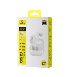 Słuchawki bezprzewodowe Baseus Bass BS1 NC Douszne Bluetooth 6.0 Biały