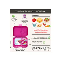 Średni prostokątny lunchbox Yumbox Panino - malibu purple / unicorn tray