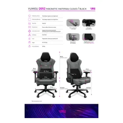 Fotel YUMISU 2052 Magnetic Jasnoszaro-czarny