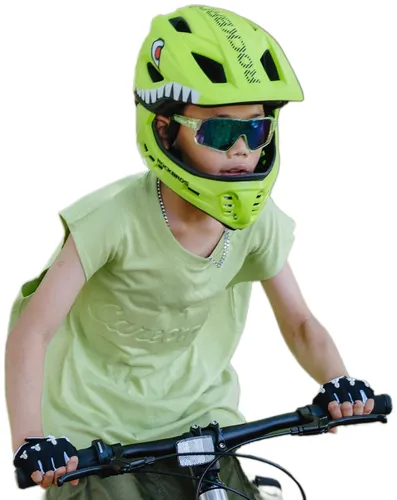 Kask rowerowy ROCKBROS TT-32004 Shark Zielony Full Face dla Dzieci z odkręcaną szczęką (rozmiar M)