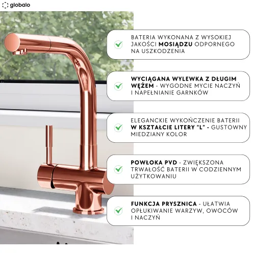 Bateria Globalo Lobio Miedziany Mosiądz/Pvd