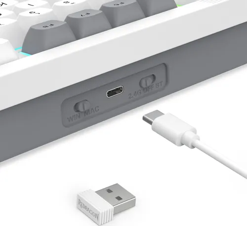 Klawiatura REDRAGON Otiim Pro K729WGB RGB Hot Swap Bullet QL Switch Biało-szary