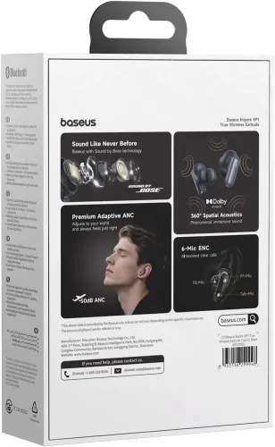 Słuchawki bezprzewodowe Baseus Inspire XP1 Sound by Bose ANC Dokanałowe Bluetooth 6.1 Czarny