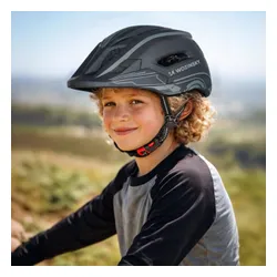 Kask rowerowy WOZINSKY HT-27S Szary Full Face dla Dzieci z odkręcaną szczęką i lampką (rozmiar uniwersalny)