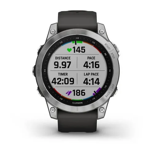 Смарт-часы Garmin FENIX 7 серебристый с графитовым силиконовым ремешком (010-02540-01)